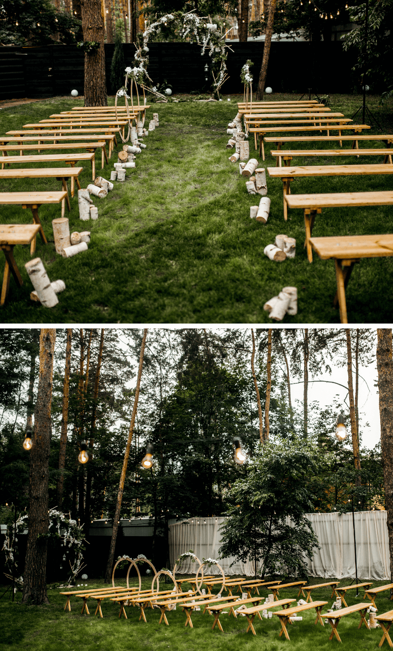 rustikale Hochzeit, Trauung draußen