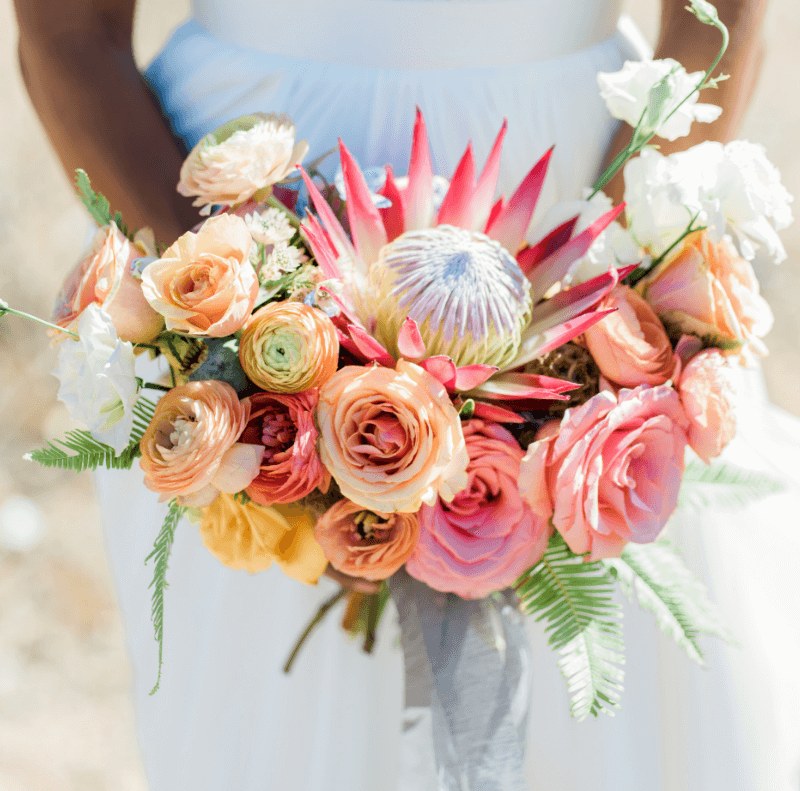 Brautstrauß Sommer, Brautstrauß bunt, exotische Hochzeitsblumen