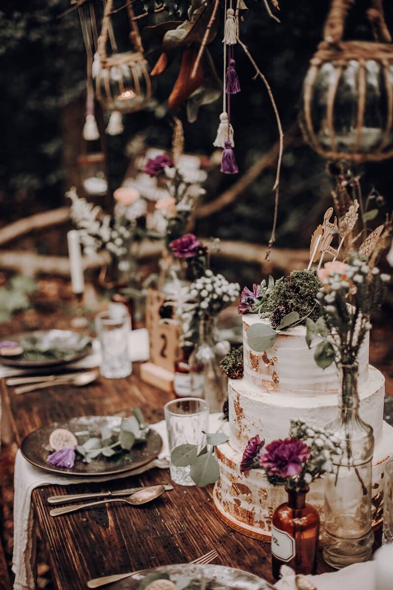 Tischdeko Hochzeit im Wald