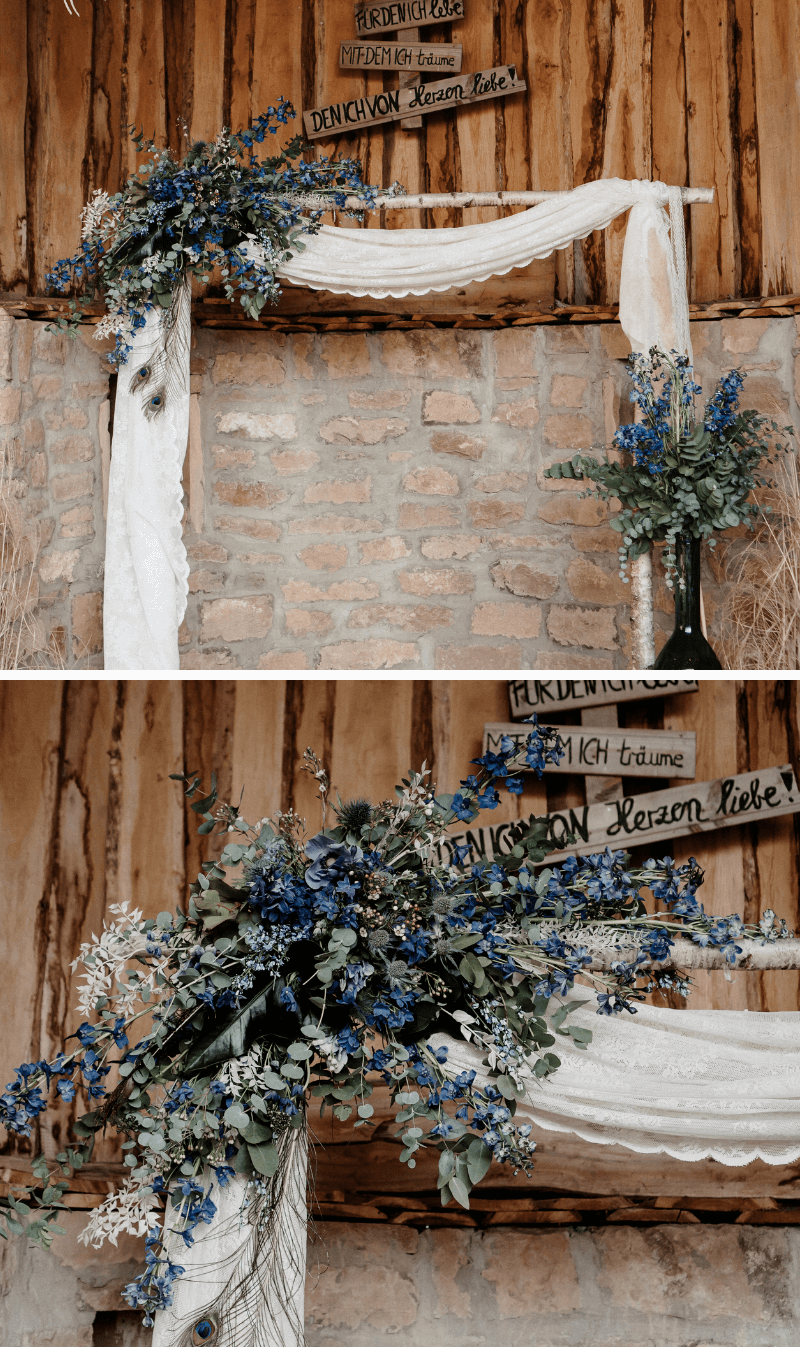 Hochzeitsbogen rustikal vintage mit Birken