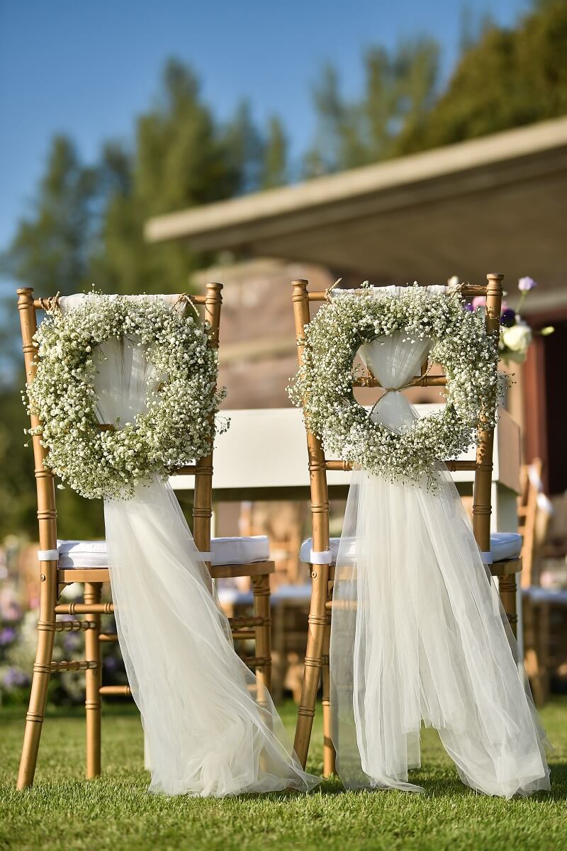 Stuhldekoration Stuhlbezug für Brautpaarplätze zwei Ehrenplätze 