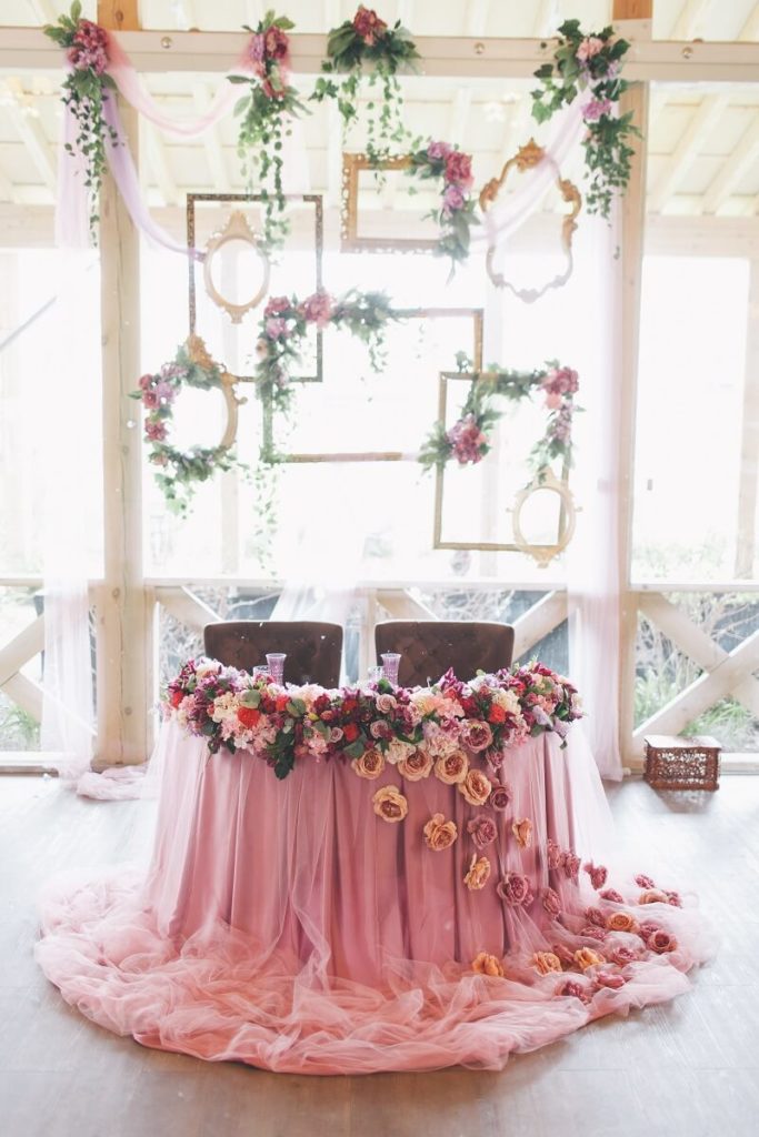 Brauttisch rosa