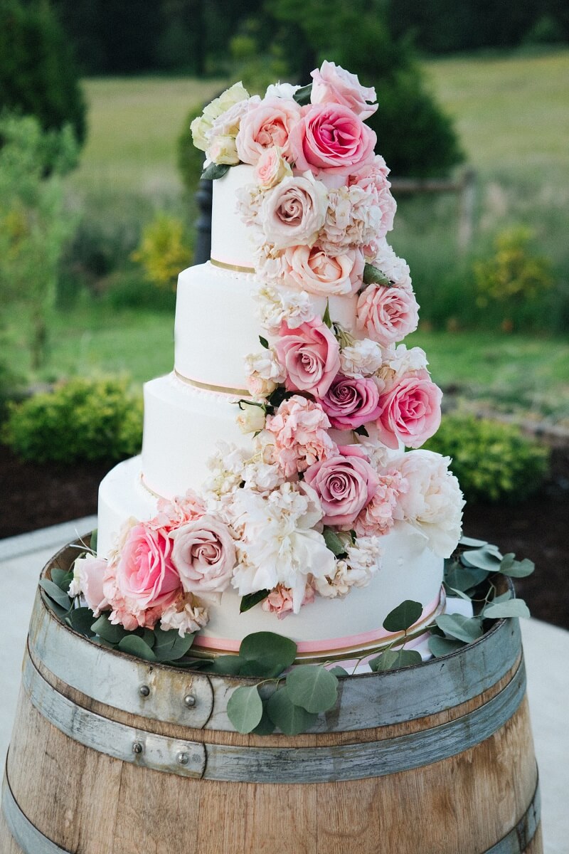 Hochzeitstorte mit Blumen, Hochzeitstorte Rosa