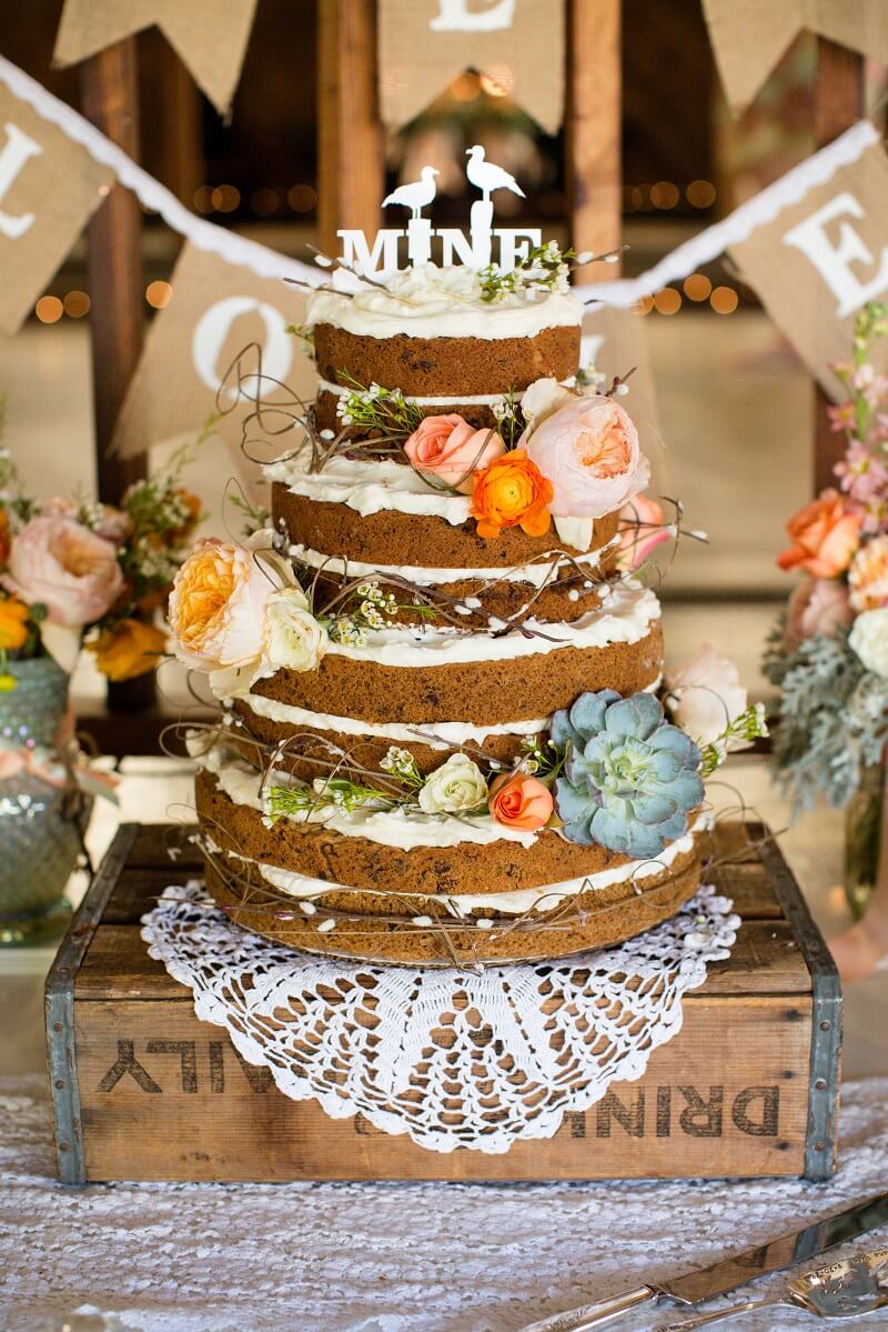 Hochzeitstorte Naked Cake mit Blumen, Hochzeitstorte Vintage