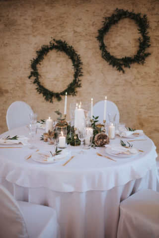 Hochzeit Tischdeko in Grün und Weiß