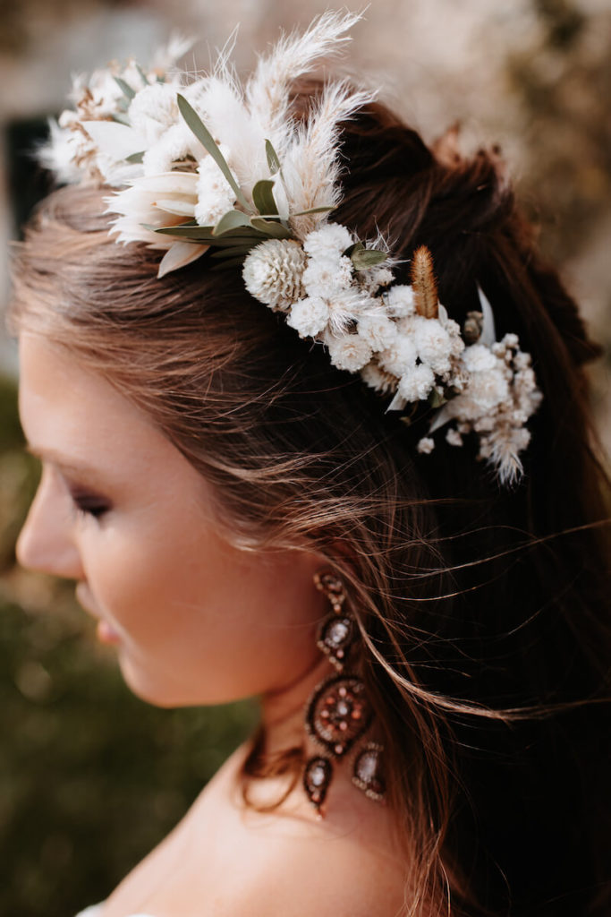 Braut Haarschmuck, Blumenkranz mit Trockenblumen