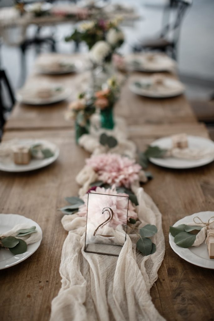 Tischdeko Hochzeit blush