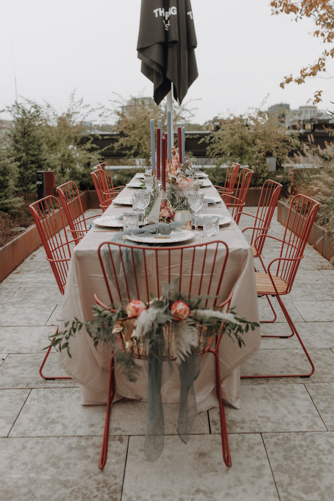 Vintage Hochzeitsdeko für Urban Rooftop Wedding