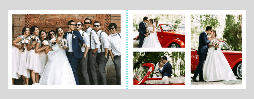Fotobuch der Hochzeit mit Gruppenfotos