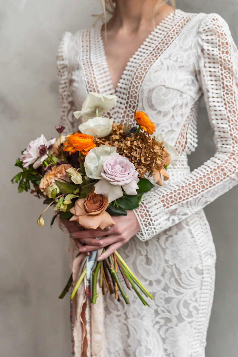 Ausgefallenes Vintage-Brautkleid mit besonderer Spitze