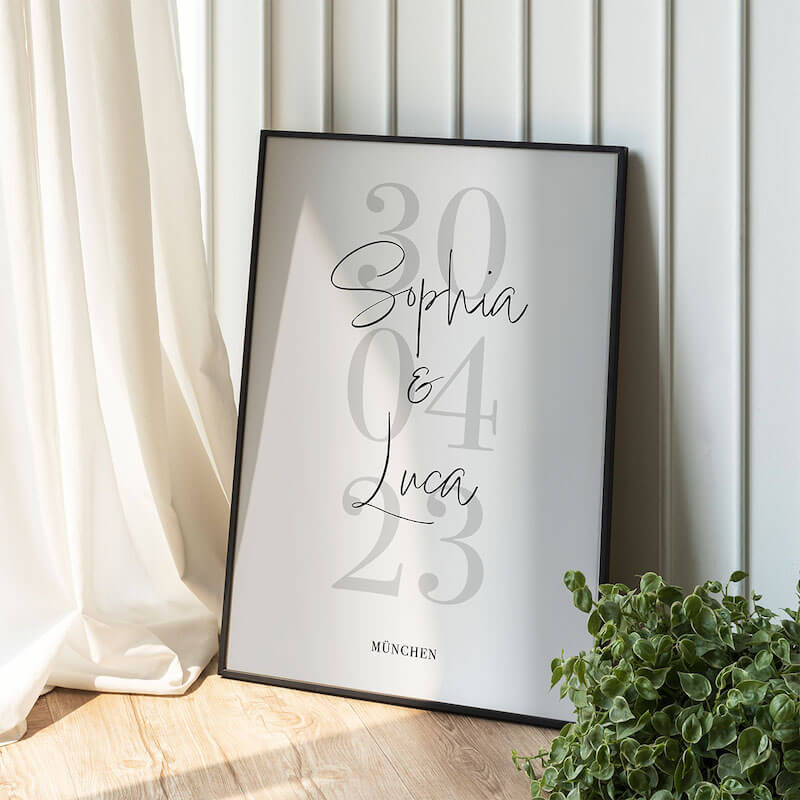 Ein Wedding-Date-Poster als personalisierbares Hochzeitsgeschenk
