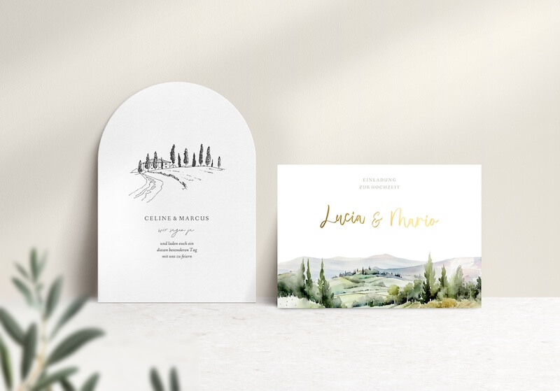 Hochzeitskarten Trend 2026: Mediterranes Flair