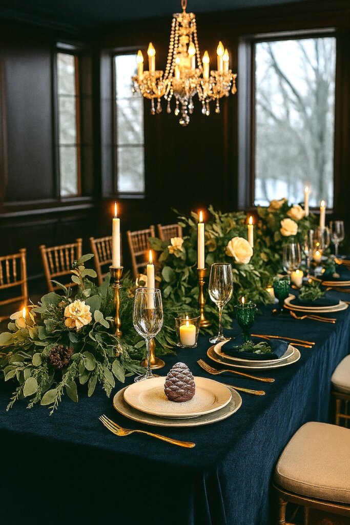 Winterhochzeit Ideen in Mitternachtsblau und Smaragd